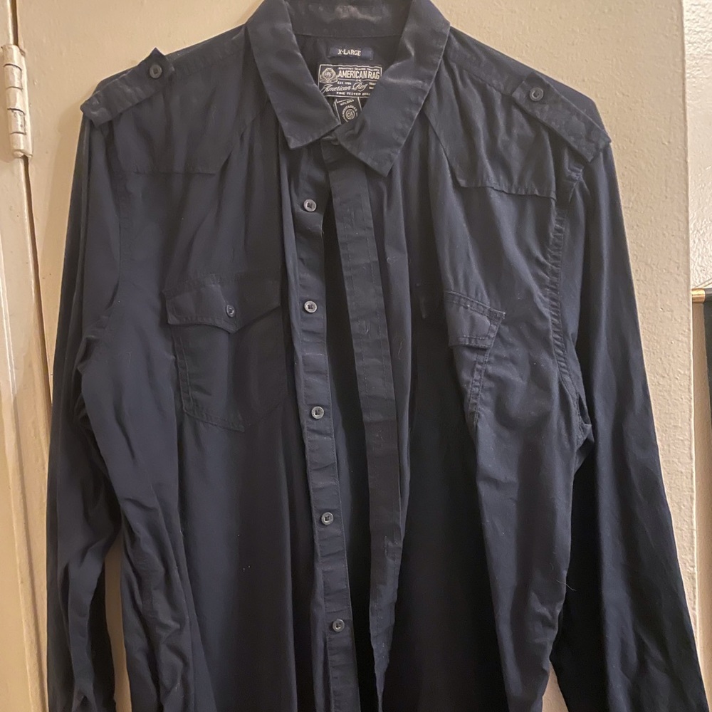 American Rag military stitched shirt. Multiple button. Slim fit and XL. 2010